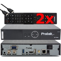 Protek X2 Twin SAT 4K - UHD HDR 2X DVB-S2 Twin Tuner, OpenATV E2 Linux Receiver, Smart TV-Box, Aufnahmefunktion, Kartenleser, Media Player, USB 3.0, WiFi, Zweitfernbedienung & EasyMouse HDMI-Kabel
