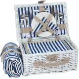 HYBDAMAI Picknickkorb Set für 2 Person mit Kühlfach und wasserdichte Picknickdecke, Abnehmbarer Riemen, Weinbeutel, Besteck Set, für Camping, Strand, Wandern, BBQ und Familie/Paare Geschenke, Zubehör
