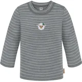 normani Outdoor Sports Baby Merino Longsleeve Taupo in Grau gestreift | Gr.: 74/80