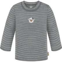 normani Outdoor Sports Baby Merino Longsleeve Taupo in Grau gestreift | Gr.: 74/80