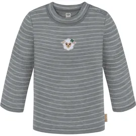 normani Outdoor Sports Baby Merino Longsleeve Taupo in Grau gestreift | Gr.: 74/80