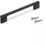 Emuca - Lot von 5 Möbelgriffe Montreal, L192mm, 160mm Achsenabstand, Zamak, Schwarz lackiert
