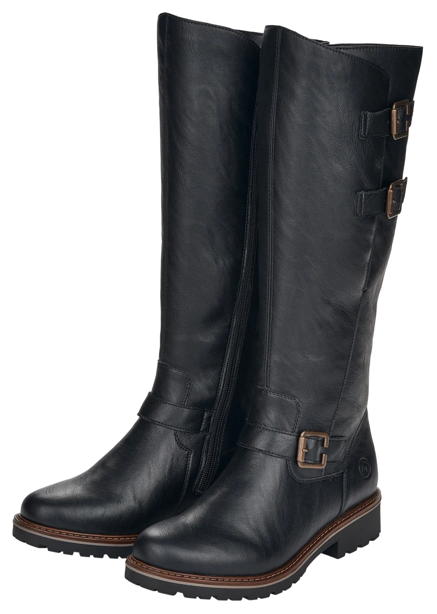 Winterstiefel REMONTE, Damen, Gr. 45, XL-Schaft, schwarz, Lederimitat, Schuhe Winterstiefel, Blockabsatz, Langschaftstiefel, Wechselfußbett, XL-Schaft