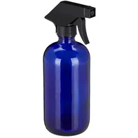 Relaxdays Sprühflasche Glas, 2er Set, 500 ml, nachfüllbar, Nebel & Strahl, Haarpflege, Reinigung, Zerstäuber, leer, blau