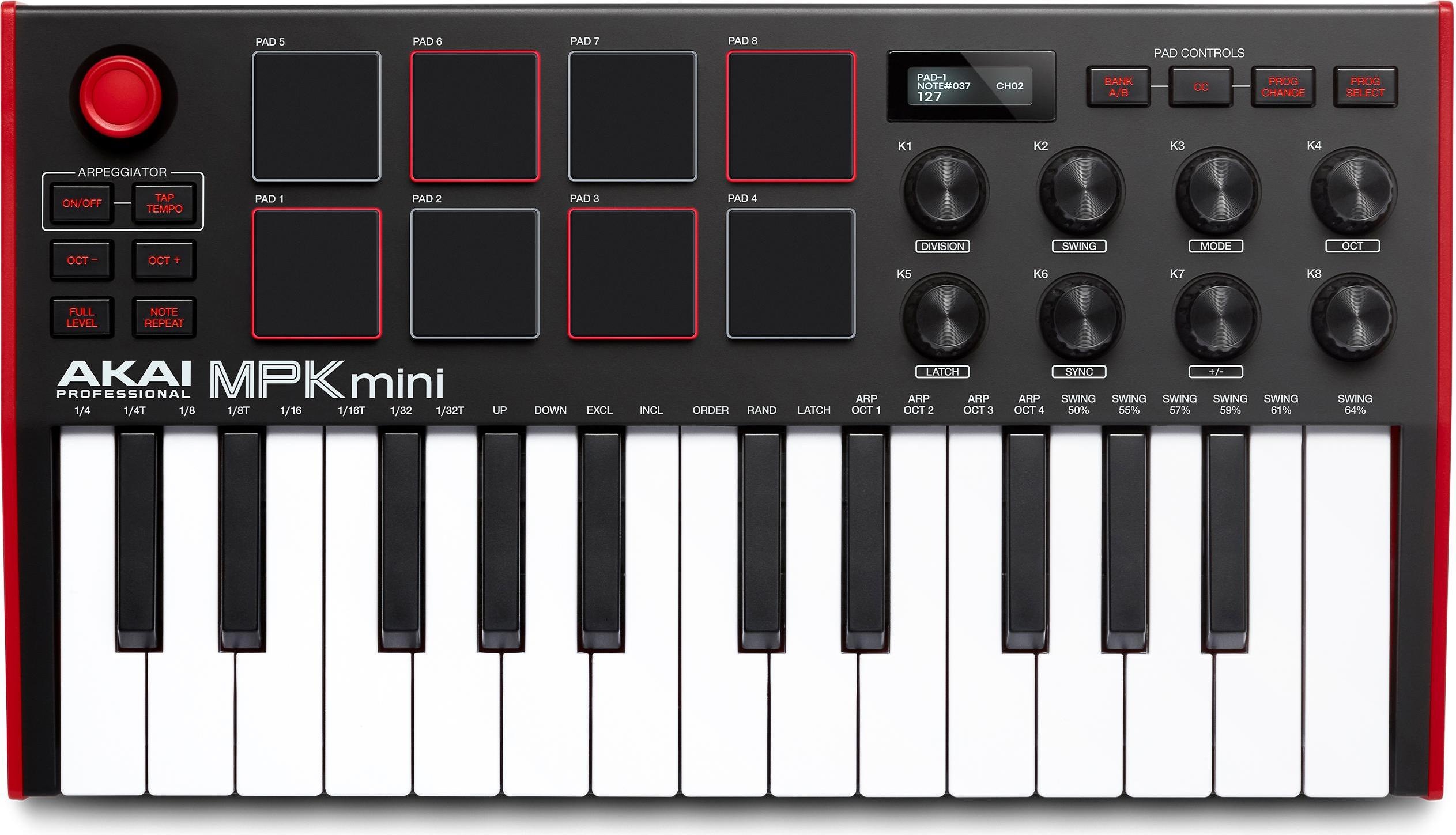 Akai Professional MPK Mini MK3 (Keyboard), MIDI Controller, Schwarz
