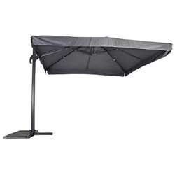 Casa Padrino Luxus Ampelschirm mit Ständer Anthrazit / Grau 300 x 300 cm - Garten Sonnenschirm - Terrassen Sonnenschirm - Balkon Sonnenschirm - Garten Terrassen Balkon Accessoires