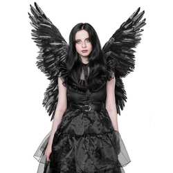 Hasbro Kostüm-Flügel Große Engels Flügel schwarz für Karneval Halloween, Imposante Federflügel für Elfen und Engel Kostüme schwarz