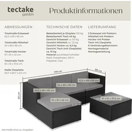 Tectake tectake® Rattan Lounge, für 3 bis 4 Personen, widerstandsfähig - Schwarz