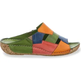 Gemini Damen Pantolette Leder Patchwork Optik Keilabsatz 336052-02, Größe:42 EU, Farbe:Orange - Orange - 42