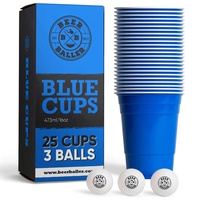BeerBaller® Blue Cups - 25 blaue Beer Pong Becher & 3 Bierpong Bälle als Set