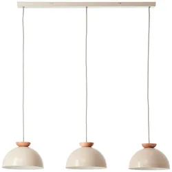 BRILLIANT Pendelleuchte "Nalam", beige (natur, beige), B:100,00cm T:25,00cm, Lampen, 158 x 100 x 25 cm, 3 x E14, kürzbar, Metall/Holz, natur/beige