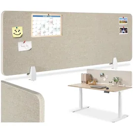 Tectake tectake® Schreibtisch Trennwand, in 2 Größen, Stoffbezug aus pflegeleichtem Polyester, inkl. 2 Befestigungsklemmen