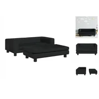 vidaXL Kindersofa mit Hocker Schwarz 100x50x30 cm Samt