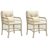 vidaXL Gartenstühle mit Kissen 2 Stk. Beige Poly Rattan
