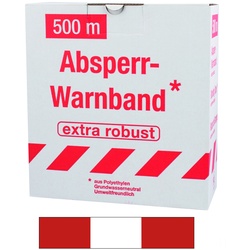 FLUID 10047 Absperrband Warnband ROBUST Rot Weiß gerade / geblockt Länge 500m