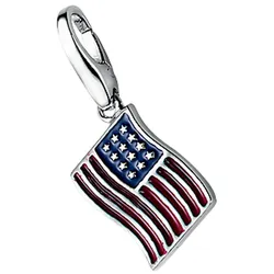 Charm-Einhänger "Flagge USA, Silber 925", bunt, GIORGIO MARTELLO MILANO, Charms, Damen, Silber 925 (Sterlingsilber)
