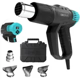 Cecotec Heißluftpistole Hell Gun 9500 Vision. 2000W, Digitale Steuerung, Ultraschnelles Aufheizen, 4 Düsen, Freihandfunktion, Einstellbare Temperatur 50-600 oC, 2 Luftstromstufen, Koffer