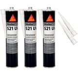 Sika Sikaflex-521 UV witterungsbeständiger Haftstarker Dichtstoff, 300ml, WEISS, 3 Set mit 5 Düsenspitzen