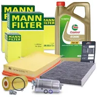 Mann-filter Inspektionspaket B + 5 L CASTROL EDGE FST 5W-30 LL für Audi, Skoda, VW