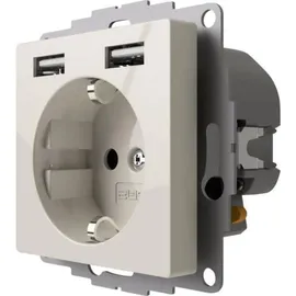 2USB Unterputz-USB Steckdose 12 W Glänzend Weiß