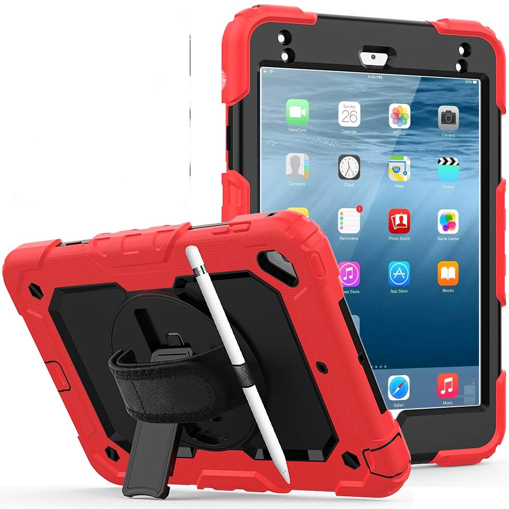 Lobwerk 4in1 Tasche für Apple iPad Mini 4/5 7.9 Zoll Schutzhülle + Gestell Rot