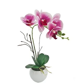 Kunstblume Kunstblume Orchidee pink im Topf Leilani Orchidee, NTK-Collection, Höhe 38 cm, Kunstpflanze Dekoration Orchidee rosa