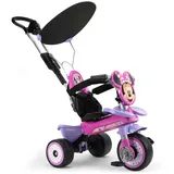 INJUSA - Evolutionäres Dreirad Sport Baby Minnie Mouse, für Kinder von 10-36 Monaten, Sonnenschirm, Bogen und Sicherheitsgurt, elterlicher Kontrollgriff, Farbe Rosa