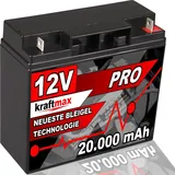 kraftmax Industrial Pro Bleiakku [ 12V / 20Ah ] AGM Hochleistungs- Blei Akku der Neusten Generation