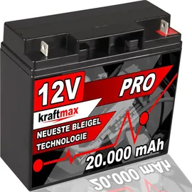 kraftmax Industrial Pro Bleiakku [ 12V 20Ah AGM Hochleistungs- Blei Akku der Neusten Generation