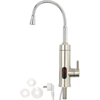 Rosenstein & Söhne 2in1-Edelstahl-Armatur & Durchlauferhitzer, LED-Display, 60 °C,
