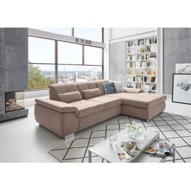die planbar Ecksofa MP-IN16037 L-Form, Breite 289 cm, mit Kaltschaum-Polsterung, mit Sitztiefenverstellung & Zierkissen rosa