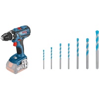 Bosch Professional 18V System Akku Bohrschrauber GSR 18V-28 (ohne Akkus und Ladegerät, im Karton) + 7x Expert CYL-9 MultiConstruction Bohrer Set (für Beton, Ø 4-12 mm, Zubehör)