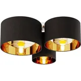 LINDBY Laurenz Deckenlampe, 3-fl., schwarz-gold