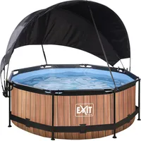 EXIT TOYS Wood Pool Set 244 x 76 cm inkl. Filterpumpe und Sonnensegel