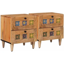 vidaXL Nachtschrank 2 pcs 40 x 33,5 x 46 cm Beige