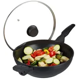 Relaxdays Wokpfanne mit Deckel 30 cm