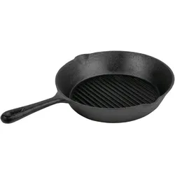 Vogue Gusseisen-Grillpfanne mit runden Rillen
