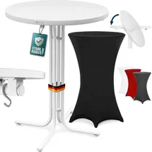 CASARIA Stehtisch Ø 70 x 110 cm Schwarz/Weiß klappbar
