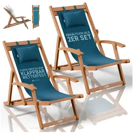 Juskys Sonnenliege Tavira 110 x 60 x 110 cm petrol 2 St.