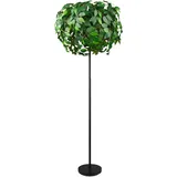 RL Stehlampe Wohnzimmerleuchte Schlafzimmerlampe Beistelllampe Stehleuchte, Metall Kunststoff schwarz grün Blätter-Design, 3 Flammig E14, H 180 cm
