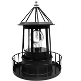 Fafeicy Solar Rotierender Leuchtturm Licht Solar Garten Lichter Outdoor Garten Dekoration Laterne (BLACK)