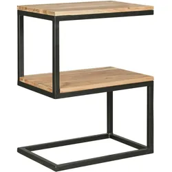 KADIMA DESIGN Beistelltisch AKOLA S-Form Massiv-Holz Akazie / Metall 45 x 60 x 30 cm, Design Wohnzimmertisch Landhaus-Stil, Anstelltisch Ablagetisch