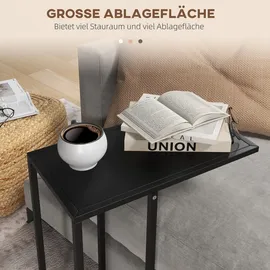 Homcom Beistelltisch Couchtisch in C-Form, Sofatisch, Nachttisch mit Stahlgestell,