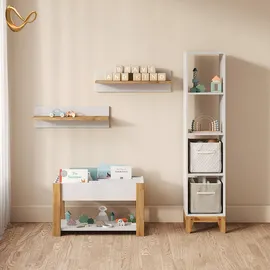 livinity® Kinderregal Mailo 35,2 x 159,5 cm Eiche weiß
