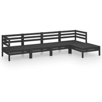 vidaXL 5-tlg Garten-Lounge-Set Massivholz Kiefer Schwarz