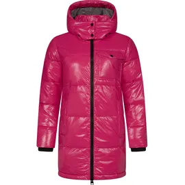 Ragwear Warmer Damen Wintermantel Shiny Steppmantel aus glänzendem Material mit Kapuze Roobie Long YOUMODO Fuchsia Gr. M (38), pink Obermaterial: 100% Nylon, Innenfutter: 100% Polyester, Wattierung: 100% Polyester, gerade ca.