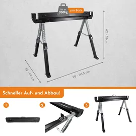 Lemodo Arbeitsbock 2er Set höhenverstellbar, Klappbock bis 590 kg Tragkraft