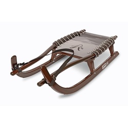 German Luge Rodel GL-Rodel-128 cm Doppel Farbe braun Gurtband,Rennstahl beige|braun