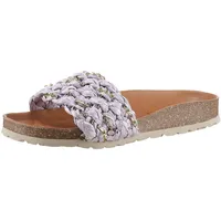 VERBENAS Pantolette »RICA TRENZA RAFIA BRILLOS«, Sommerschuh, Poolslides, Schlappen mit Leder-Fußbett, lila