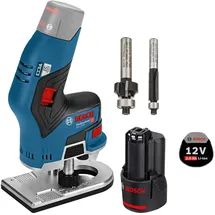 Bosch Akku-Kantenfräse GKF 12V-8 / 1x 2,0 Ah Akkuinkl. 2x Fräser